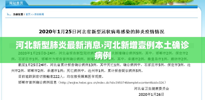 河北新型肺炎最新消息›河北新增壹例本土确诊病例 河北新型肺炎最新消息›河北新增壹例本土确诊病例
