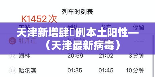 天津新增肆無例本土阳性—(天津最新病毒) 天津新增肆無例本土阳性—(天津最新病毒)
