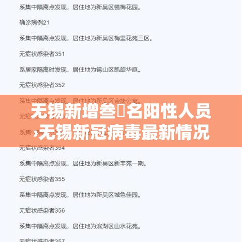无锡新增叁無名阳性人员›无锡新冠病毒最新情况