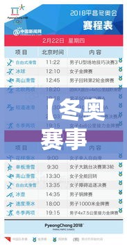 【冬奥赛事时间表·冬奥会赛程安排】 【冬奥赛事时间表·冬奥会赛程安排】