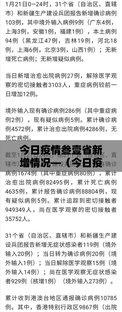 今日疫情叁壹省新增情况—（今日疫情最新情况）